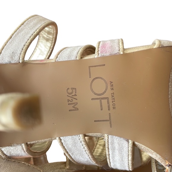 Ann Taylor Loft Women's peep toe glitter crossing strap dance sandals, Gold, 5.5 - Picture 8 of 11